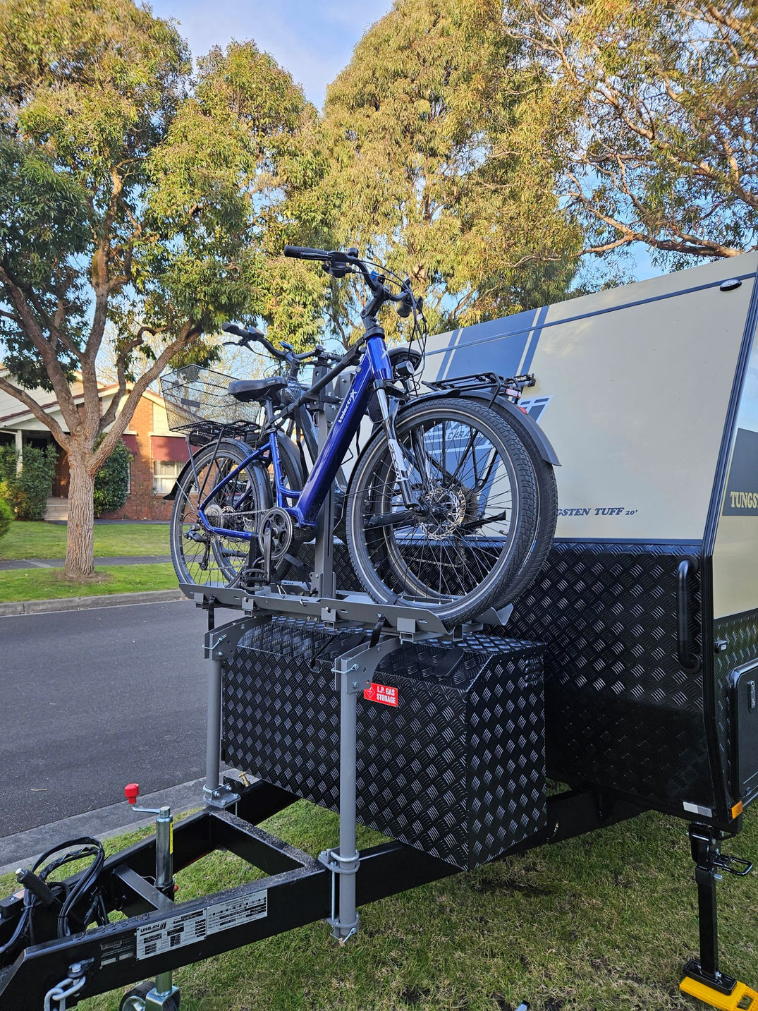 Caravan Bike Rack Rear Freedom 2 Bike Caravan Rack - Drawbar Mount – Wild Boar Bike Racks