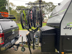 Drawbar mounted bike store rack